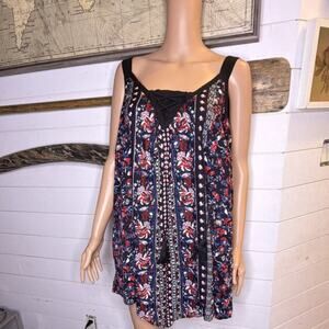 Joe Browns Floral V-Neck Sleeveless Jumpsuit Navy Red White Lace Up Pullover